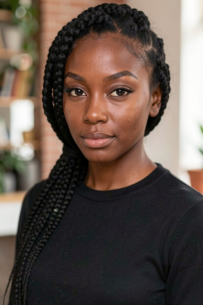 Box Braid Side Ponytail