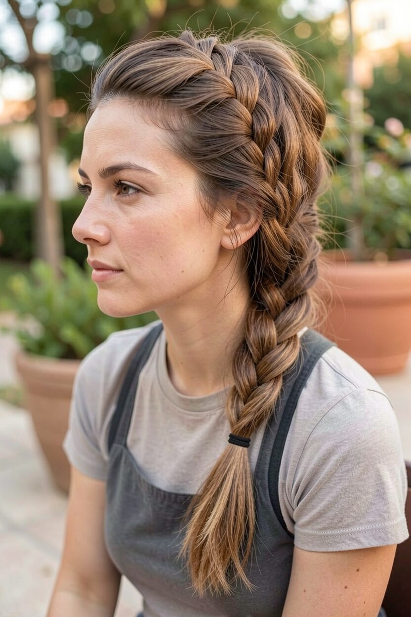 Skinny French Braid Updo
