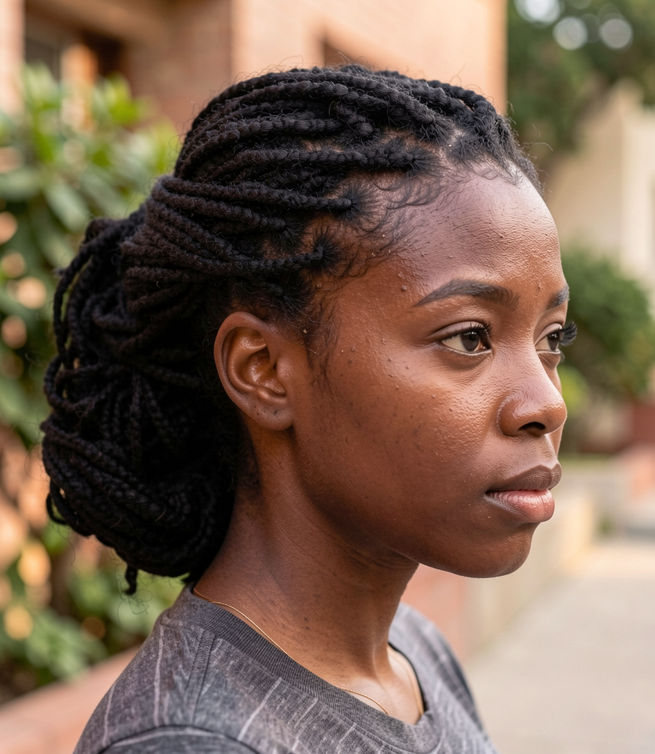 Low Bun Updo Box Braids