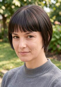 ear length bob with blunt bangs