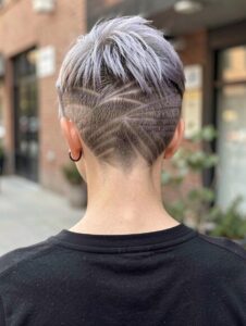 Pixie With Geometric Hair Tattoo