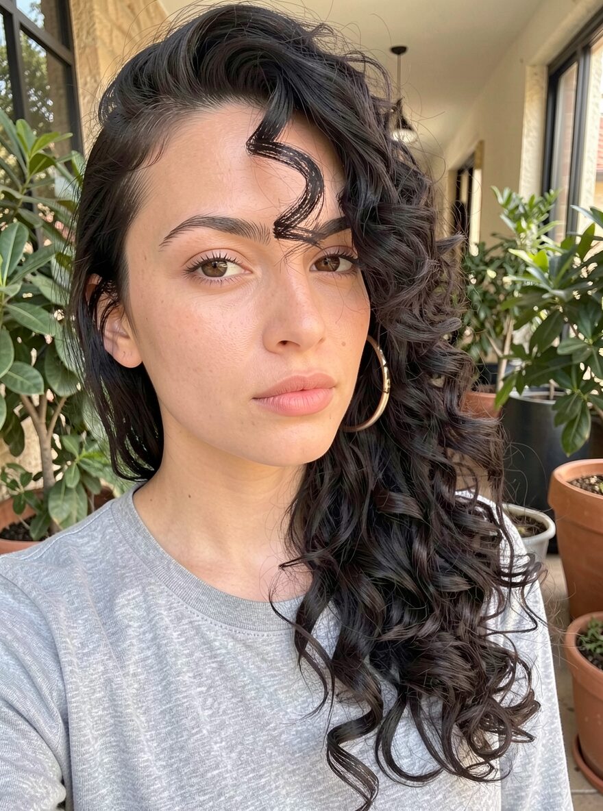 Side Shave With Long Curls