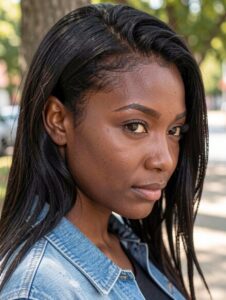 long hair with half shaved head