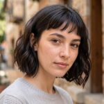 Curly Bob With Short Bangs