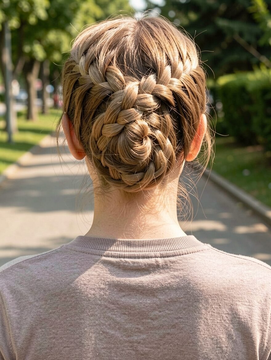 french braid spiral bun