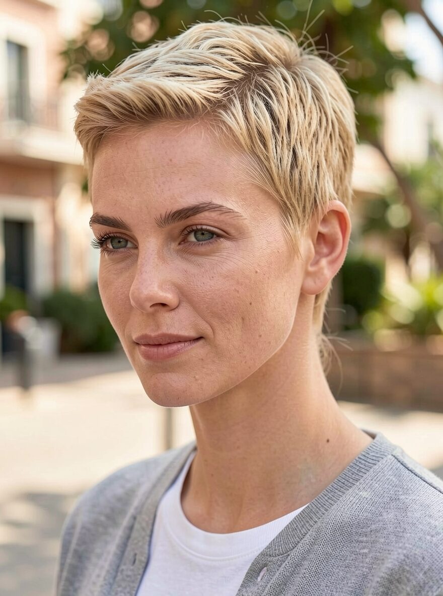 short side parted pixie