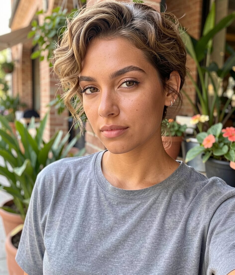 tapered curly pixie