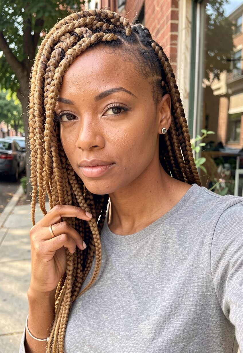 side shave box braids