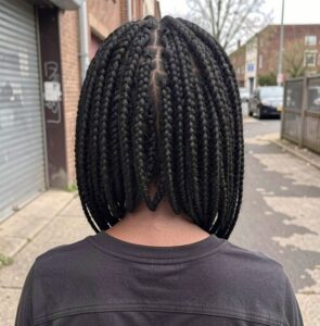 A line box braid bob