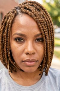 blonde box braid bob