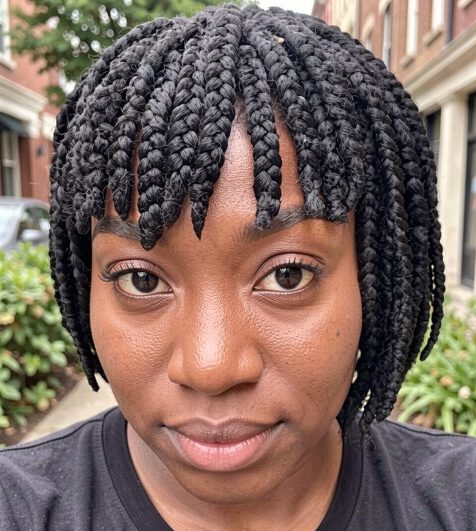 box braid bob with bangs