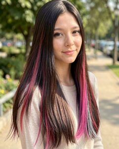 bright pink streaks