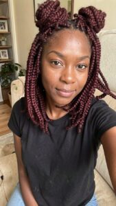 half up box braid buns