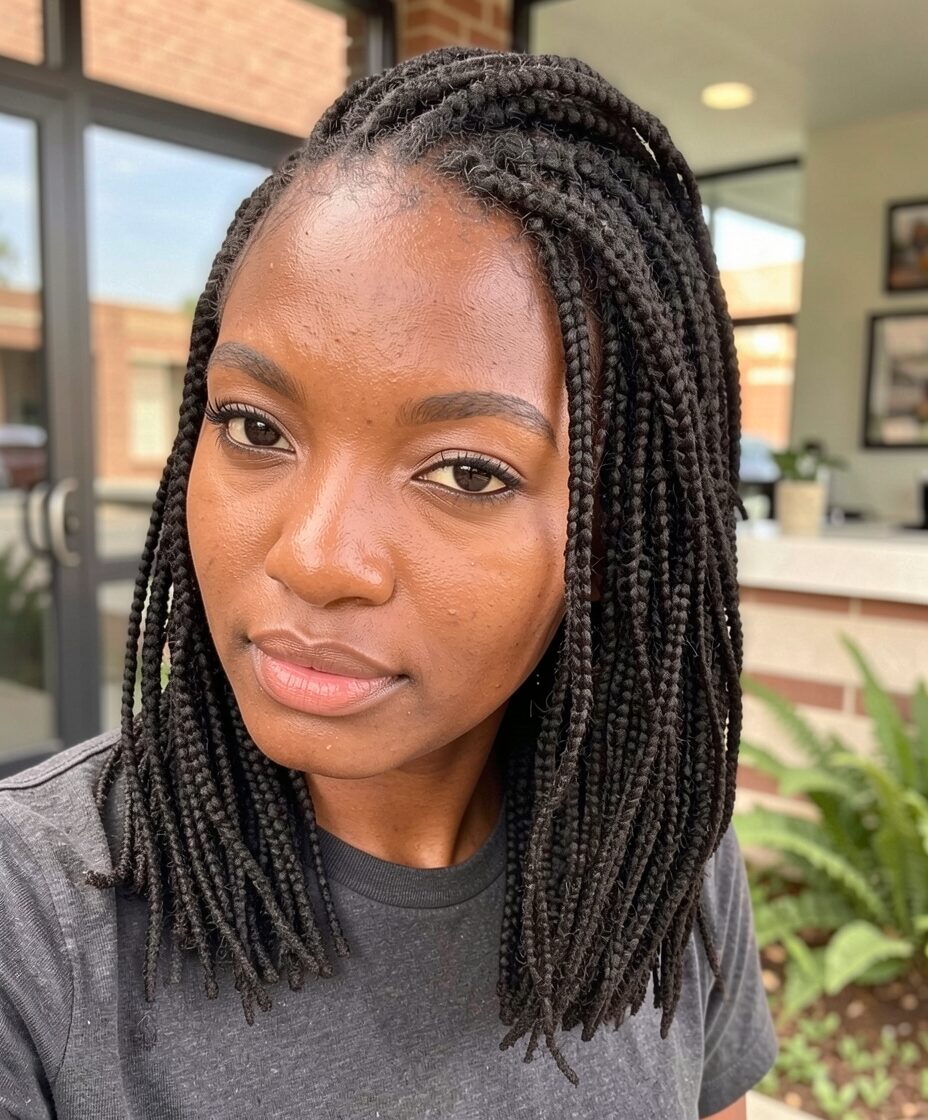 skinny braids blunt lob