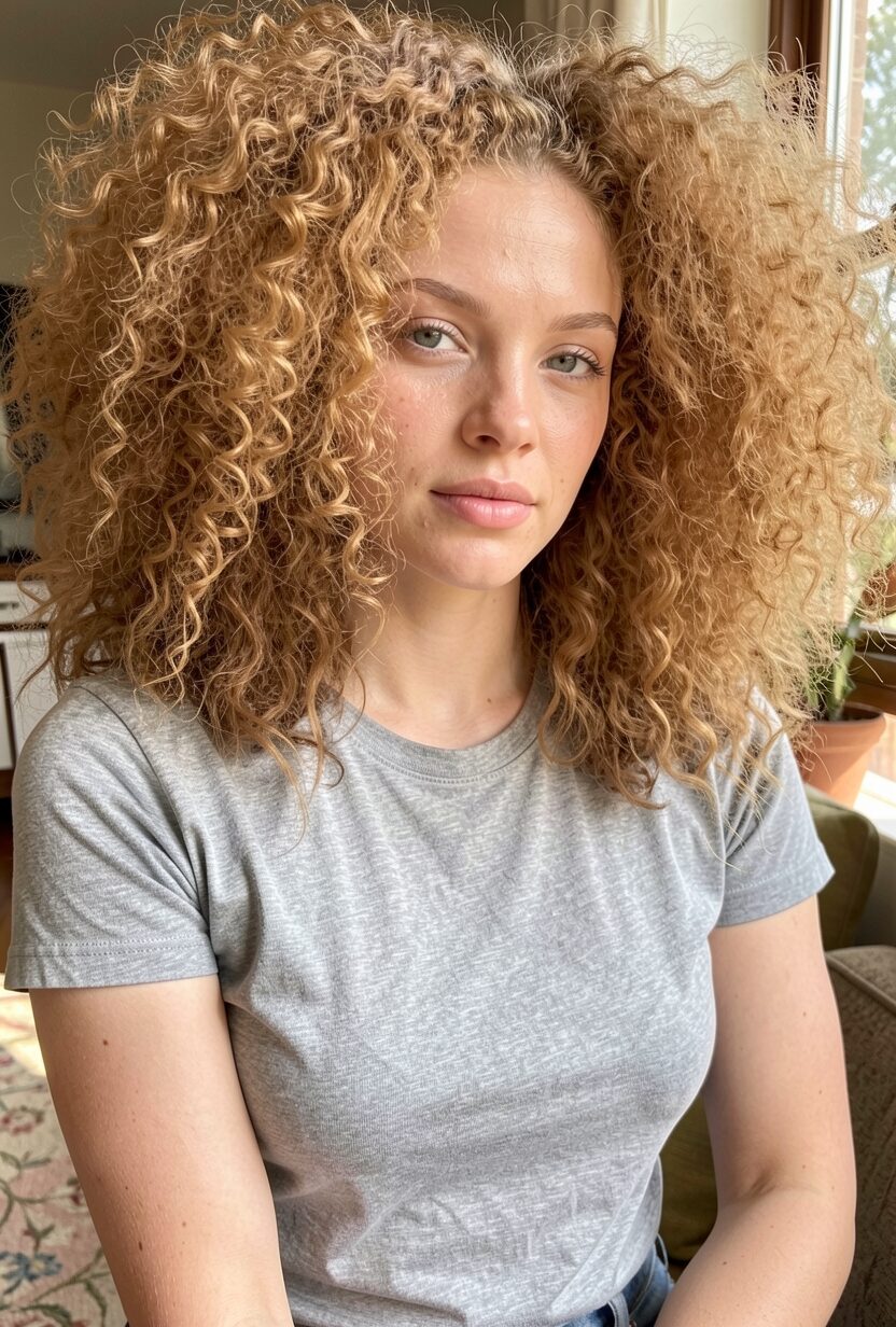 sandy blonde spiral curls