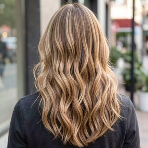 sandy blonde with allover highlights