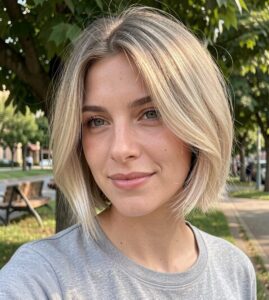 sandy bob with highlights