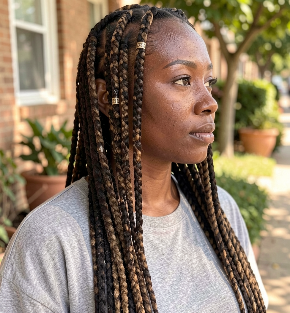 Black and Blonde Big Box Braids