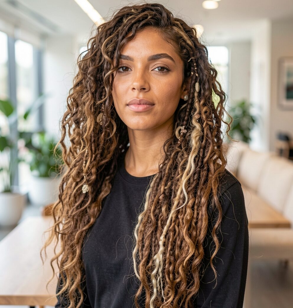 Jumbo Goddess Locs with Loose Curls