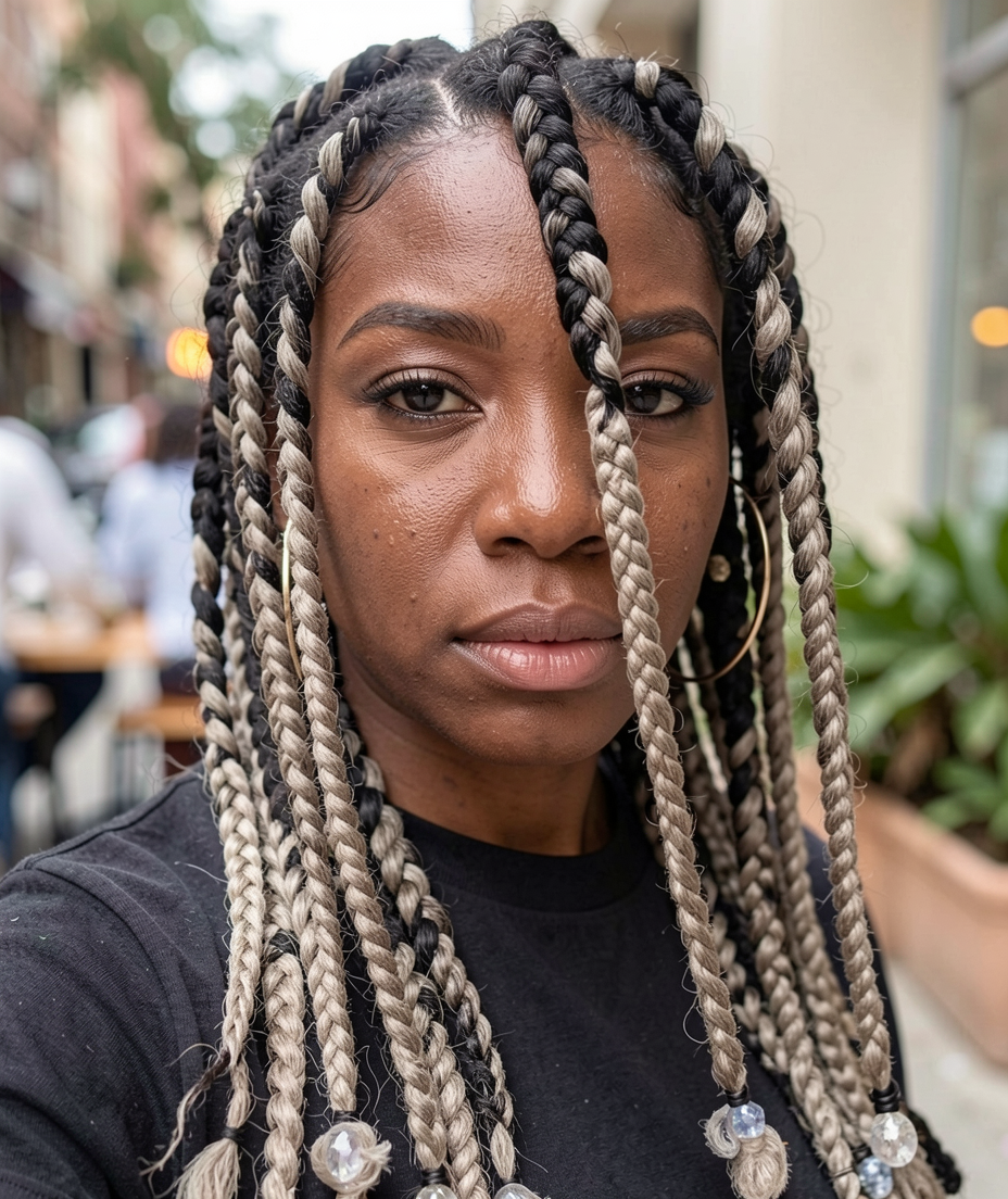 Grey Ombre Jumbo Box Braids