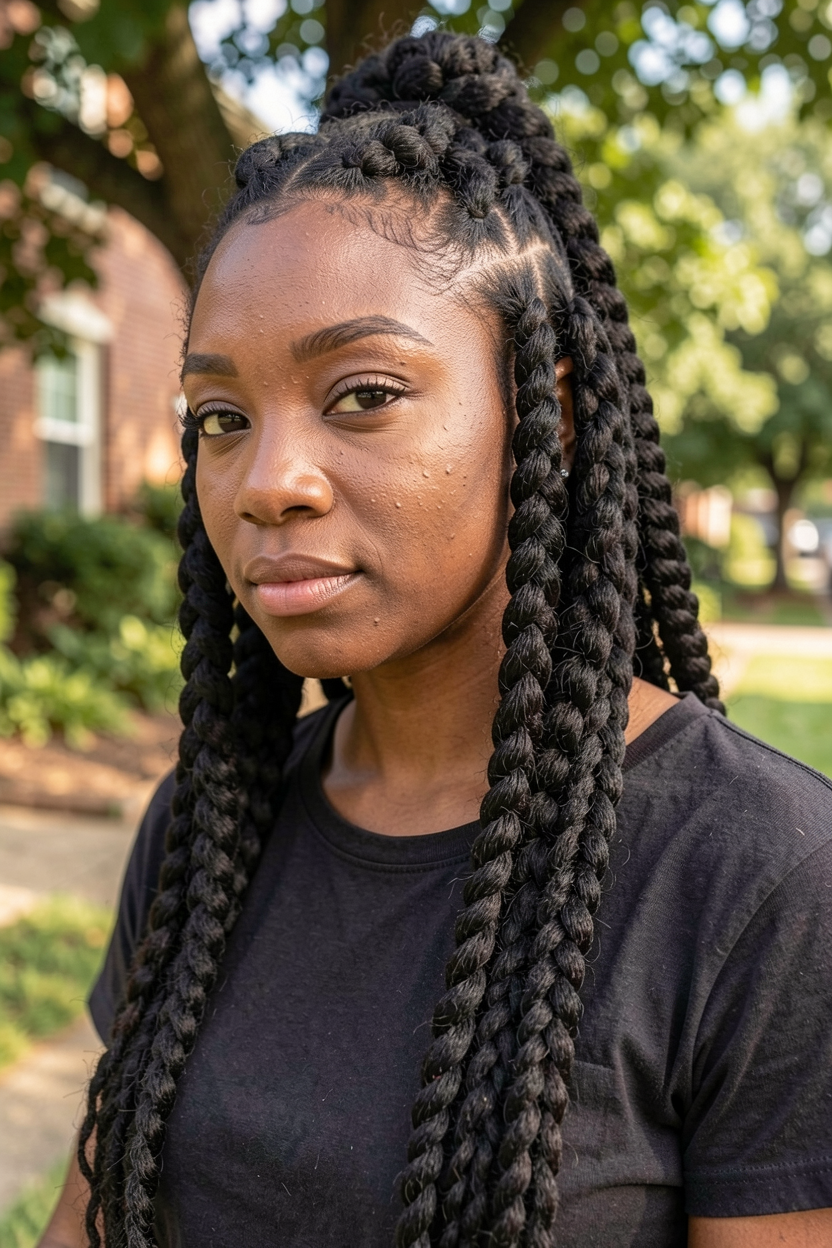 Half Up Jumbo Box Braids