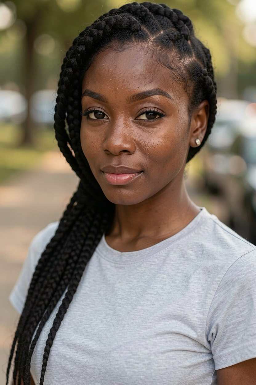 Jumbo Box Braid Side Pony