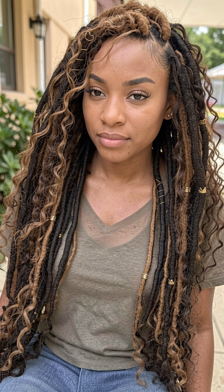 Jumbo Goddess Locs with Loose Curls
