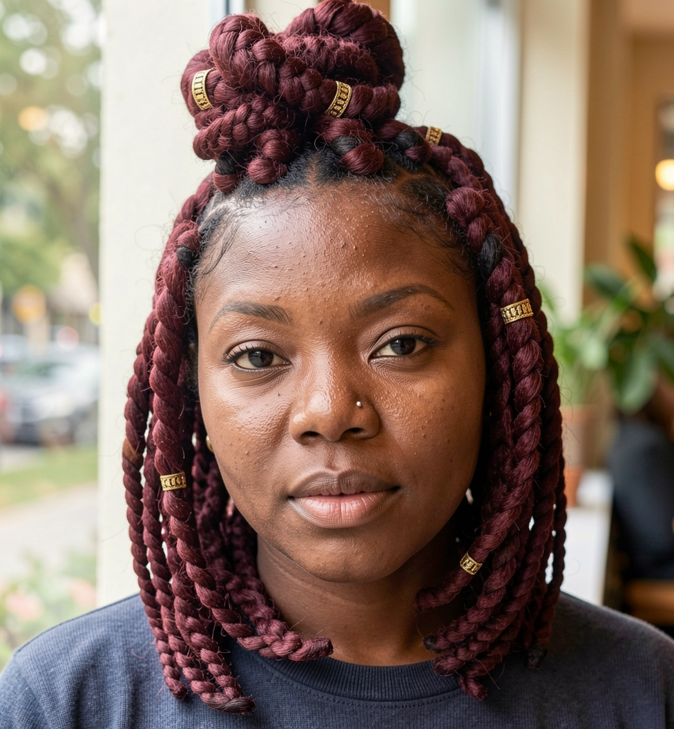 Red Jumbo Braids Bob