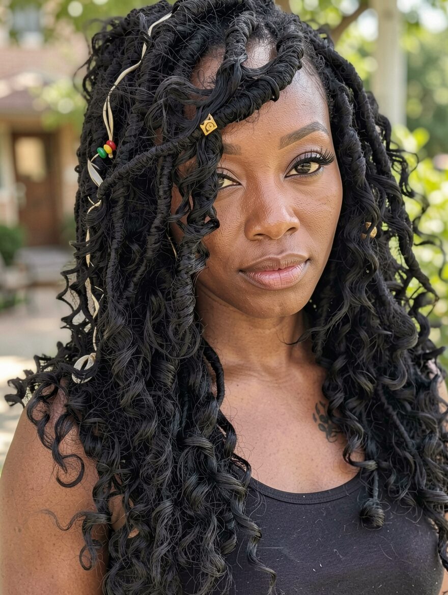 spiral curls goddess locs