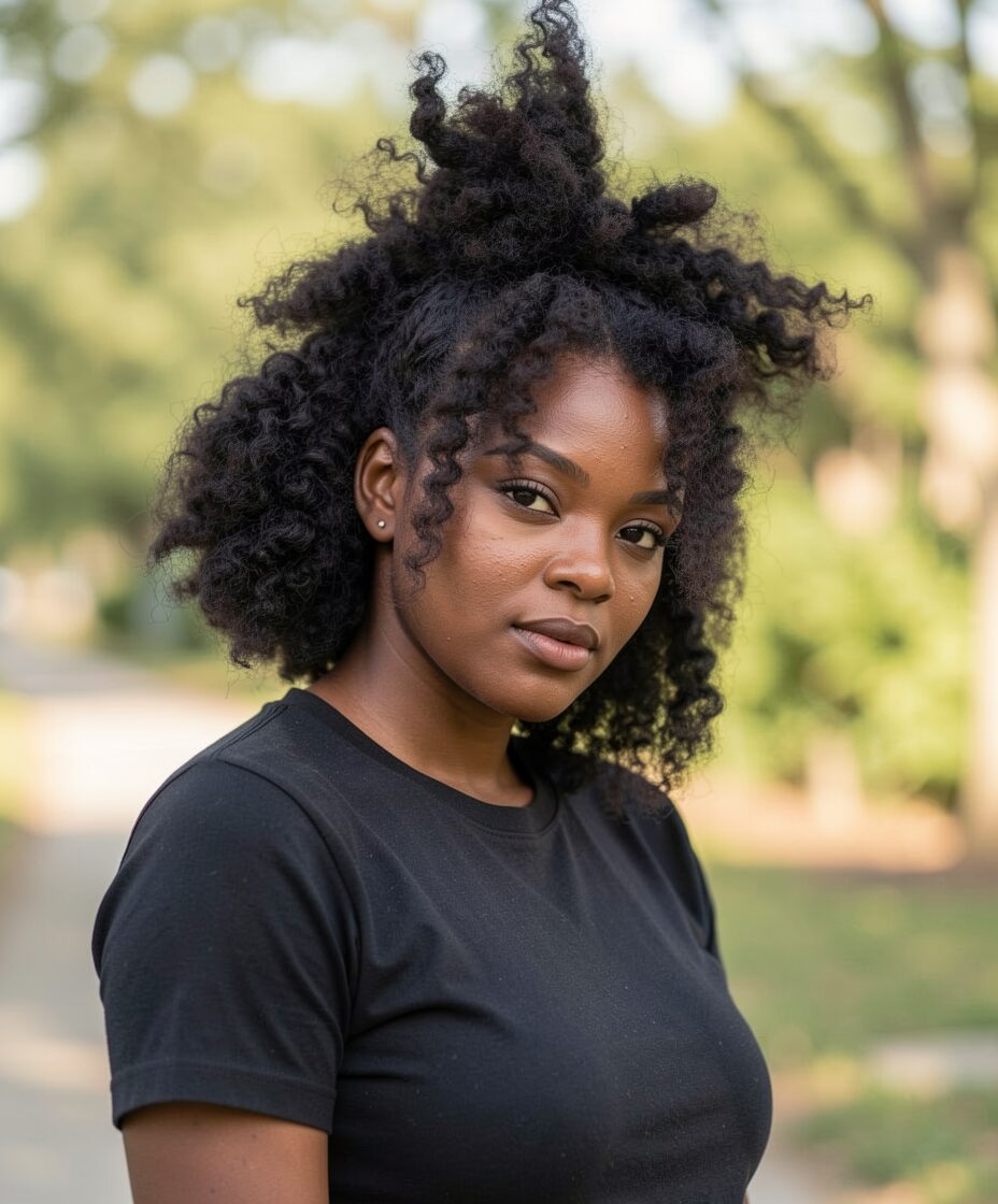 messy half updo
