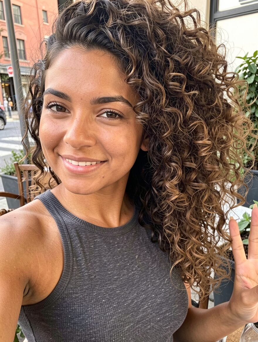 honey brown spiral perm