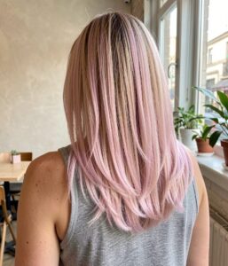 Balayage Styles for Straight Hair - Blonde and Pastel Pink Balayage