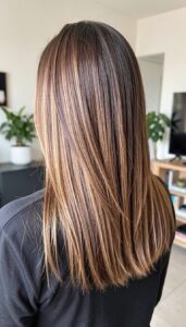 Balayage Styles for Straight Hair - Chestnut Brown with Caramel Undertones