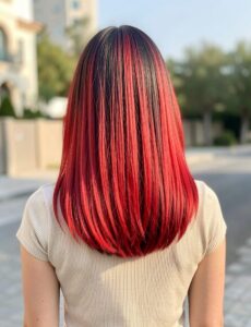 Balayage Styles for Straight Hair - Chocolate Brown and Ruby Red Balayage