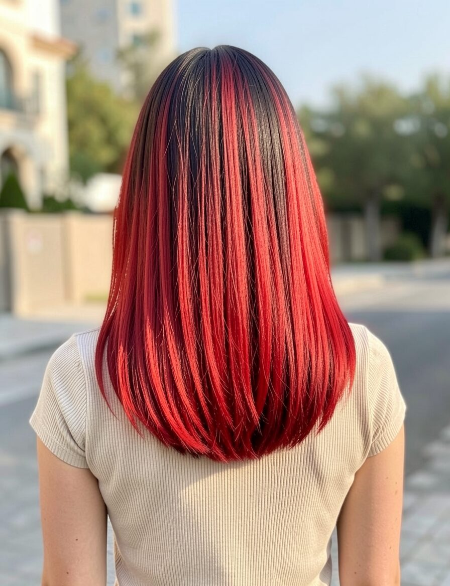 Dark Chocolate and Ruby Red Balayage