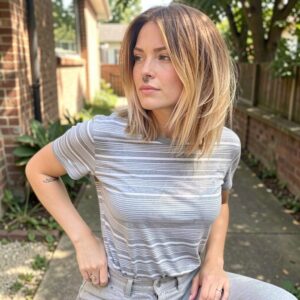 Balayage Styles for Straight Hair - Choppy Bob with Bright Blonde Balayae
