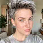 Balayage Styles For Straight Hair Cropped Hair With Grey And Silver Balayage