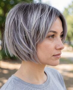 Balayage Styles for Straight Hair - Lavender Balayage Choppy Bob