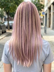 Balayage Styles for Straight Hair - Lavender and Dusky Pink Balayage