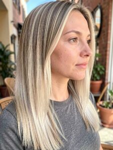 Balayage Styles for Straight Hair - Light Brown and Icy Blonde Balayage