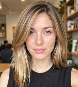 Balayage Styles for Straight Hair - Messy Bob with Honey Balayage