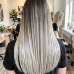 Balayages Styles For Straight Hair Dark Grey And Ice Blue Balayage