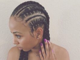 35 Feed In Braids Hairstyles For Natural Hair Braided part feed in braids