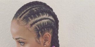 35 Feed In Braids Hairstyles For Natural Hair Braided part feed in braids