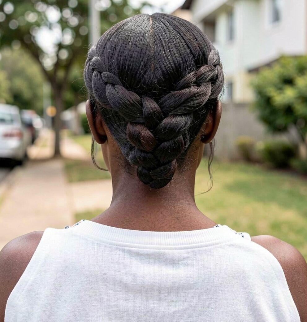 cornrow braided updo
