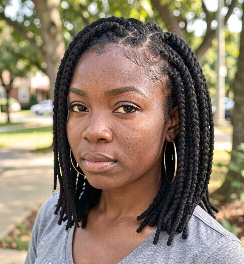 cornrows box braids bob