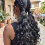 Eed In Braids Low Curly Double Ponytail