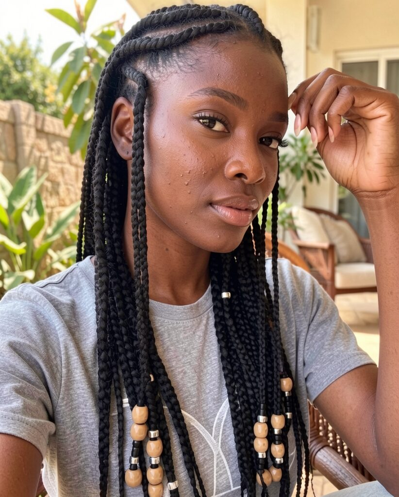 mid back length african braid