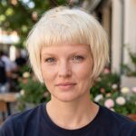 Pageboy Haircuts For Women Bright Blonde With Box Bangs