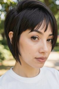 Pageboy Haircuts for Women - Side-Parted with Piecey bangs